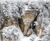 elephant's head at ausable chasm in winter