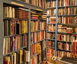 bookshelves in bookstore