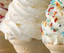 three soft ice cream cones
