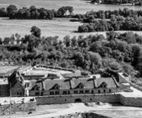 black and white aerial image of fort ticonderoga