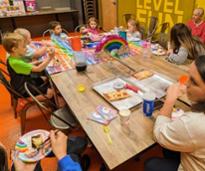 kids in party room for birthday