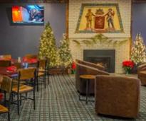 christmas decor in a restaurant dining room