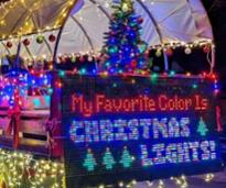 trailer with Christmas lights