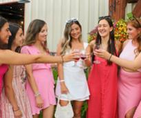 woman dressed for bachelorette party at a winery