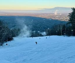 skiing on a mountain
