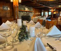 table and room set up for wedding