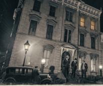 outside of Saratoga history museum at night