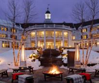 exterior of Sagamore in winter at night