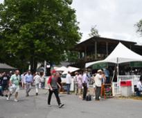 people walking around Saratoga race course