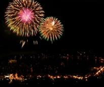 a fireworks show at night