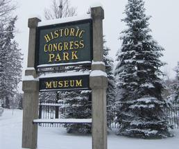 congress park sign in winter