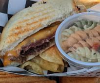 sandwich and pasta salad