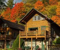 cabins with fall foliage in background