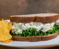 Chicken salad sandwich with chips