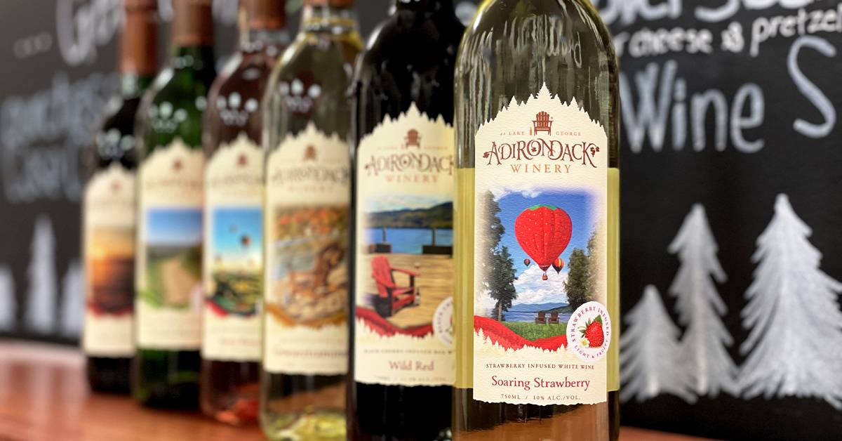 a lineup of adirondack winery wines