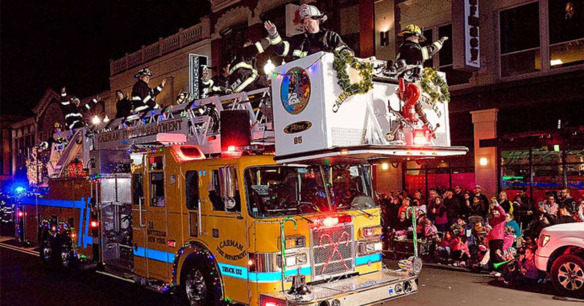 firetruck in a holiday parade