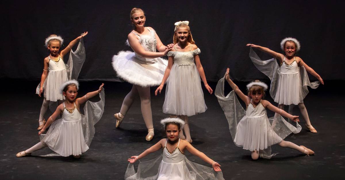 young ballerinas posing on stage