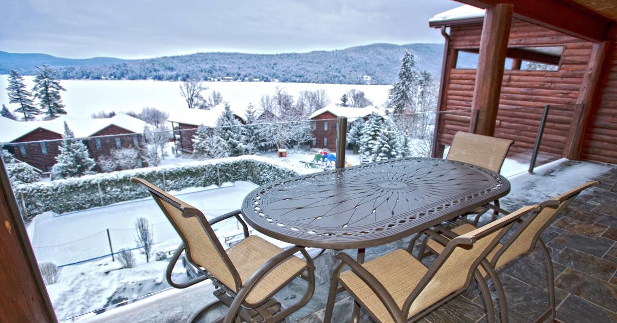 winter view of lake from balcony