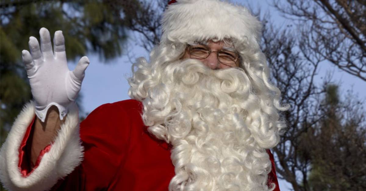 santa claus waving outside