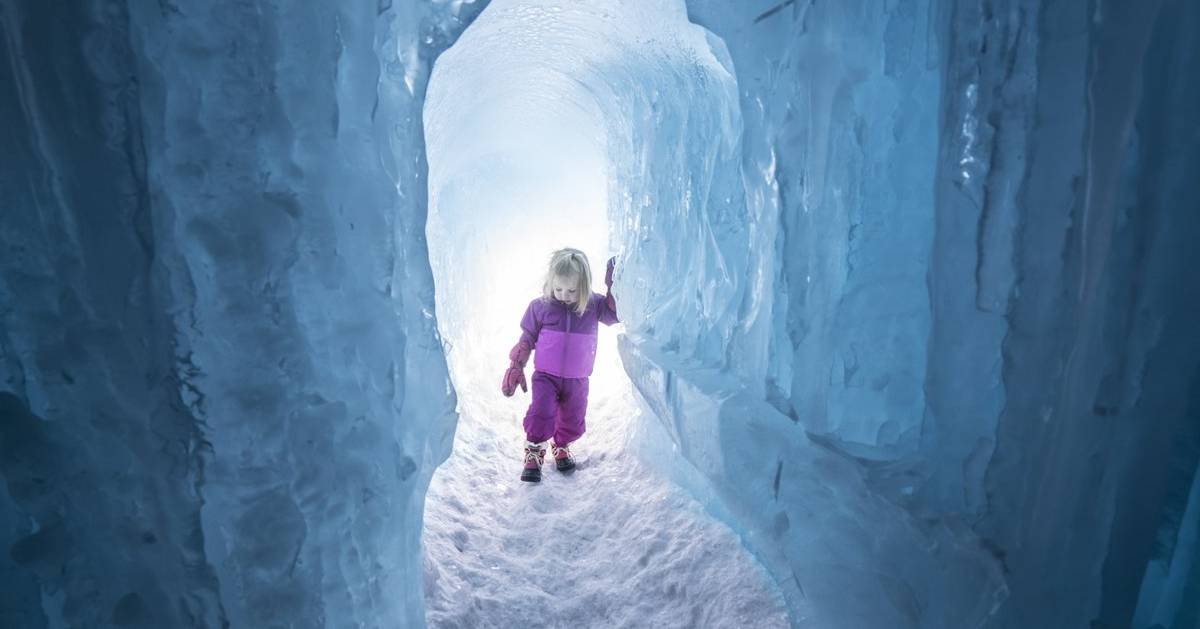 toddler girl in ice attraction