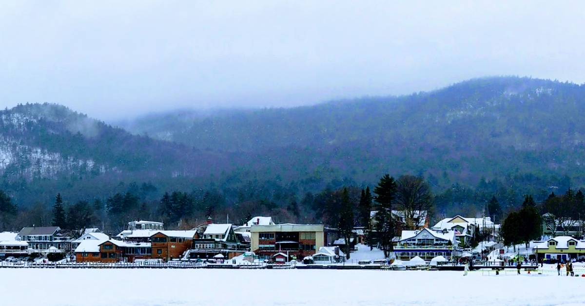 winter scene on Lake George