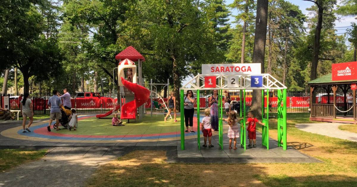 a kids play area at the track