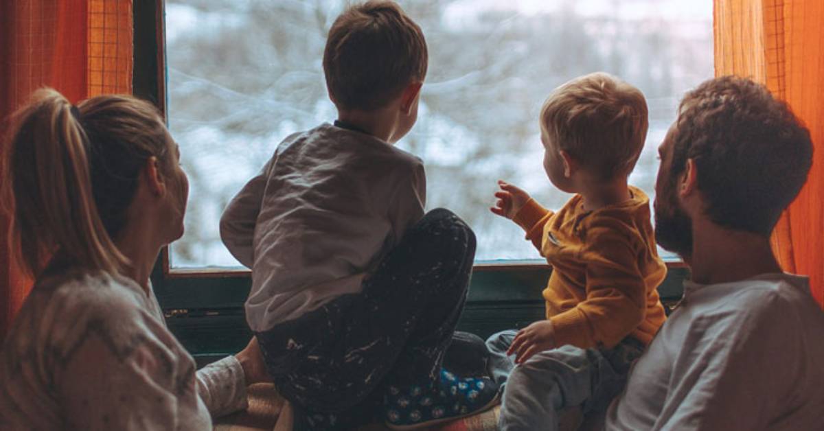 family on a train