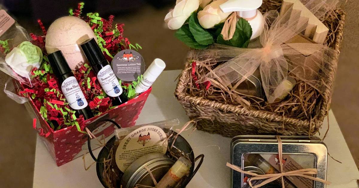 baskets of aromatherapy products