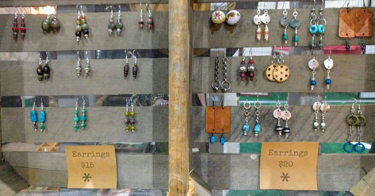 Hhandmade earrings display