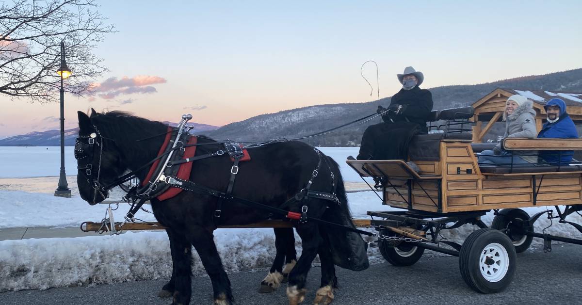 horse drawn carriage ride in the winter