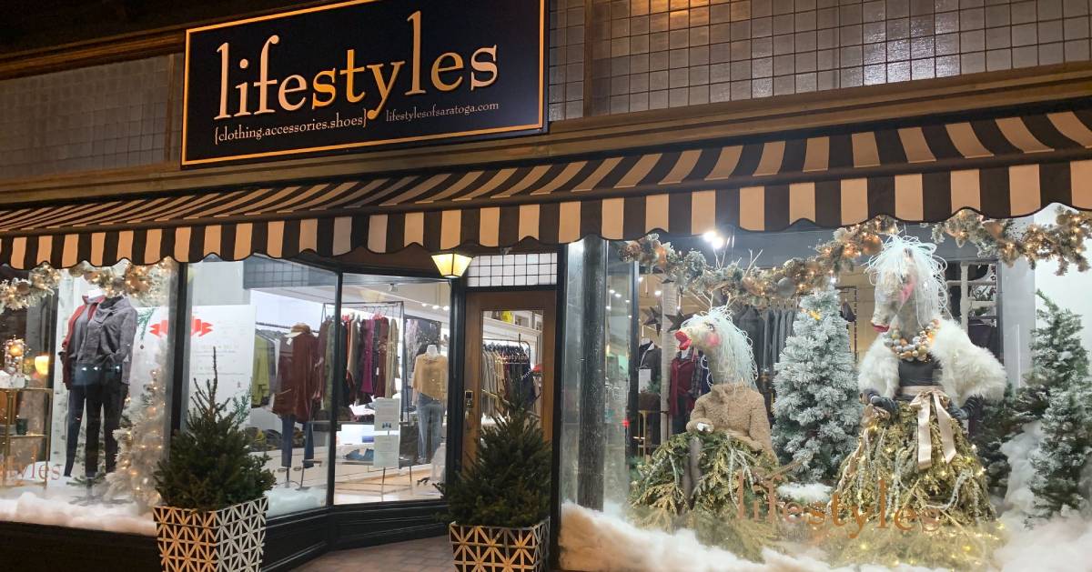 Lifestyles of Saratoga storefront in the winter