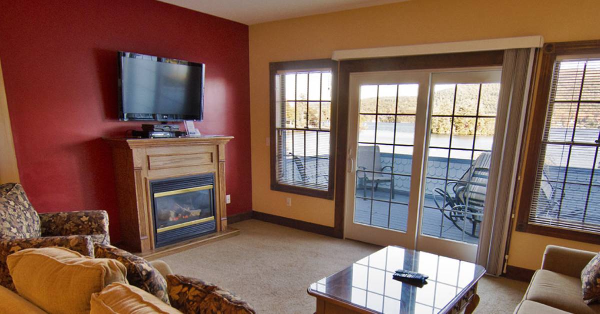 fireplace and TV in living room