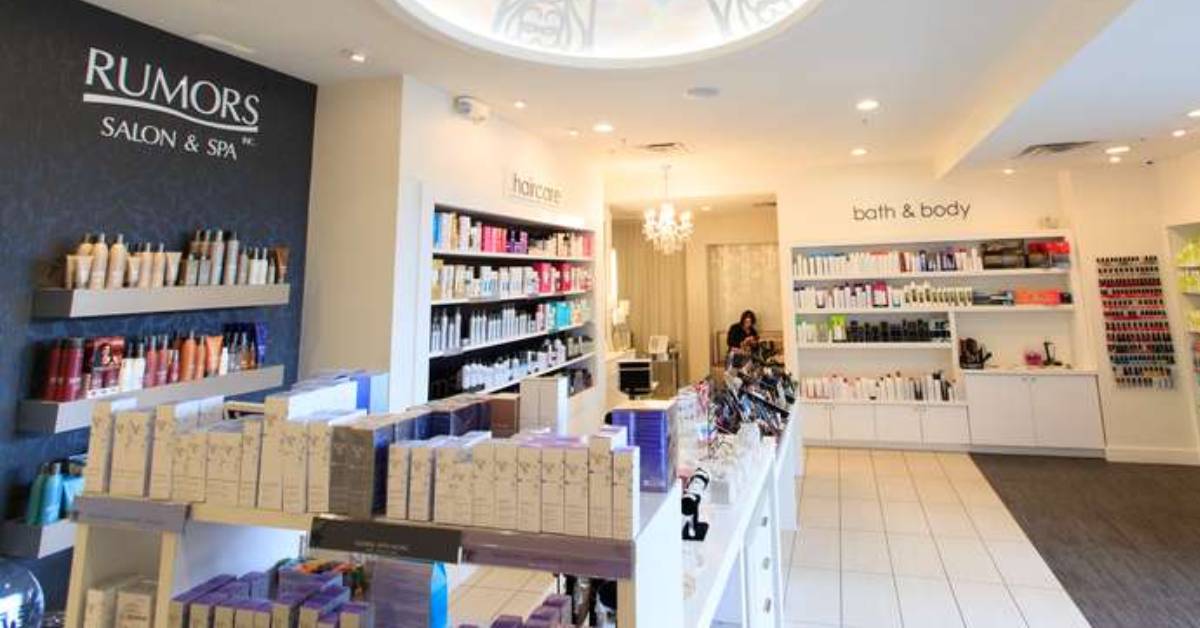 lobby room with spa products on display