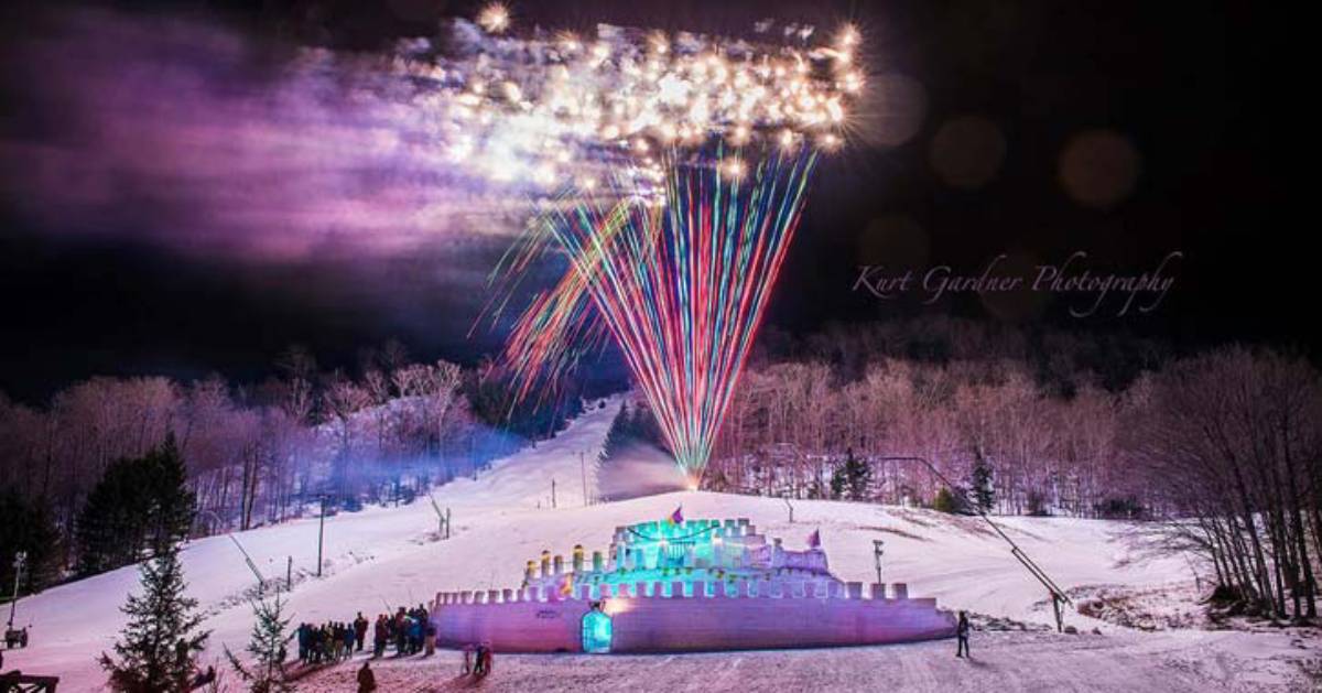 purple fireworks at carnival