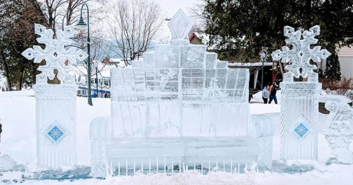 a frozen ice bench