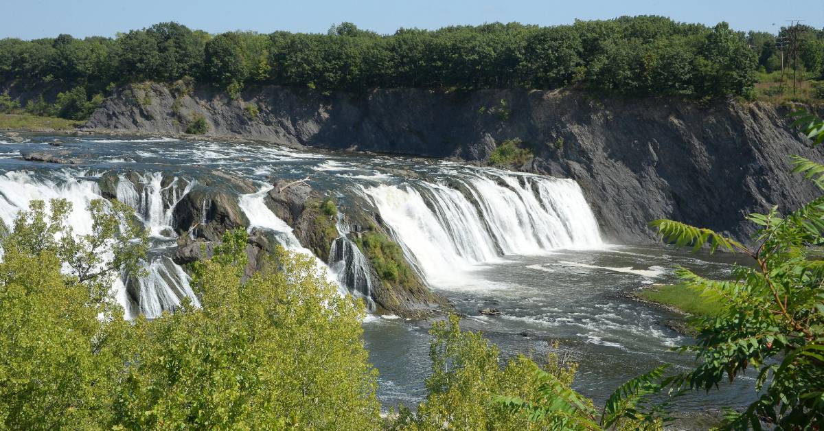 a large flowing waterfall and river