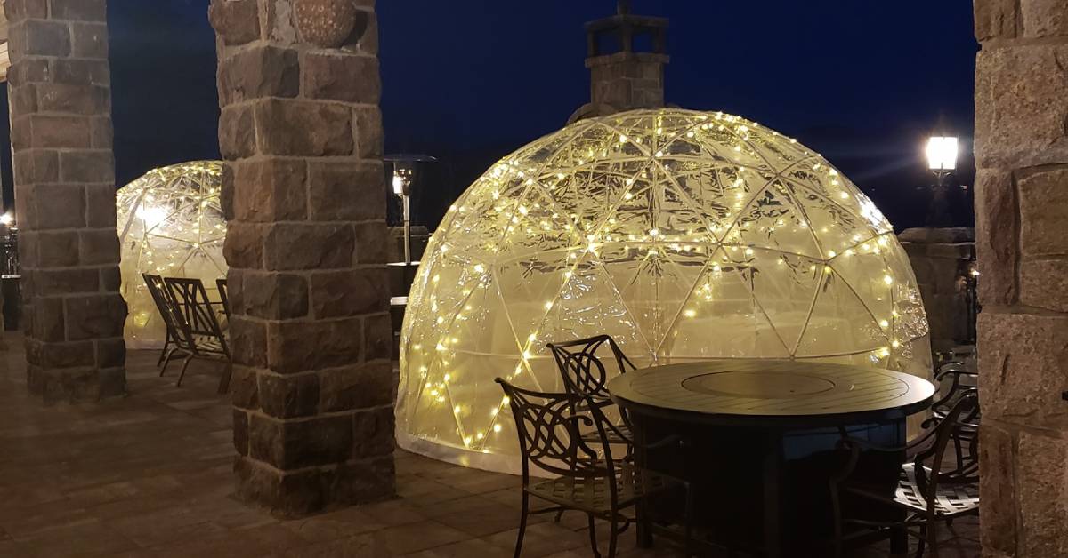 dining igloos on a patio