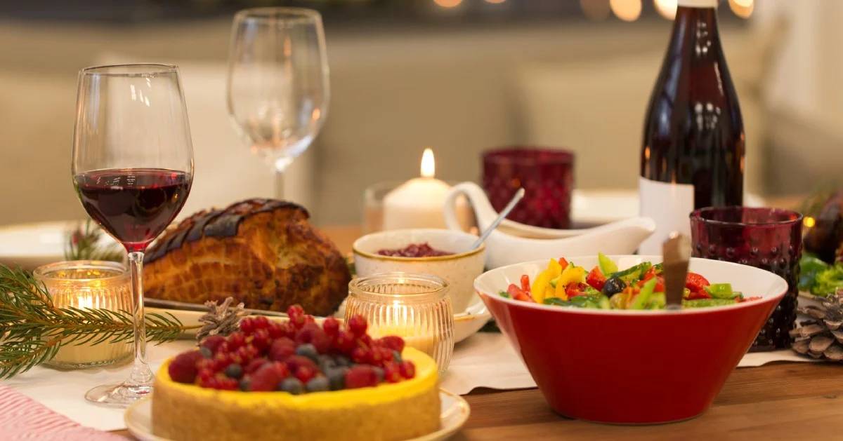 christmas meal on table