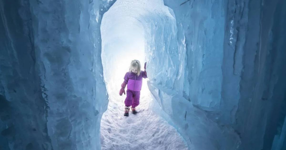 young girl in an ice castle