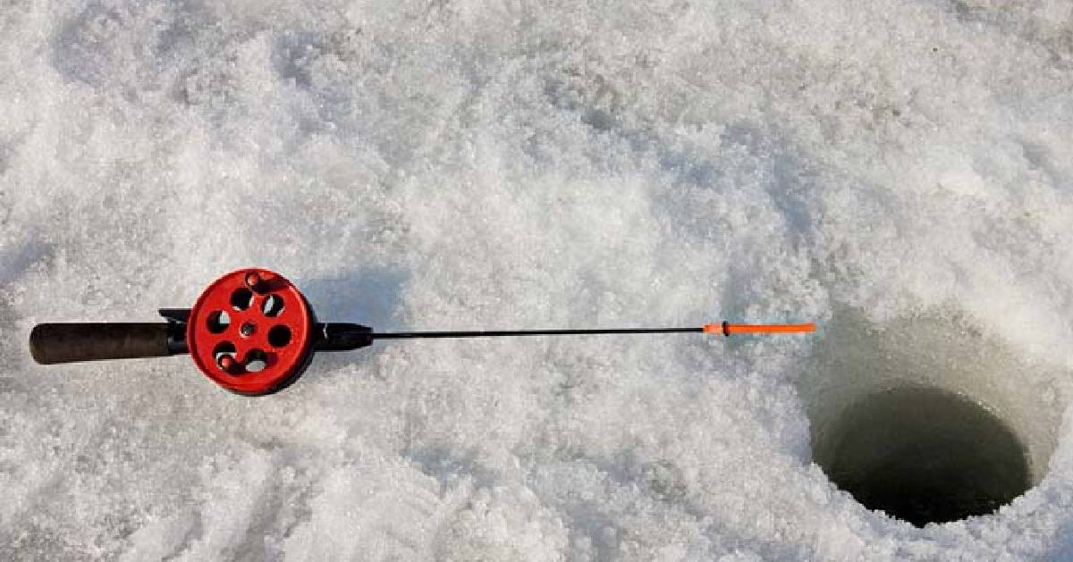 fishing pole on the ice
