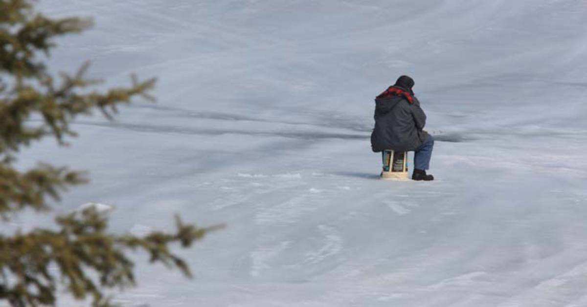 ice angler on ice