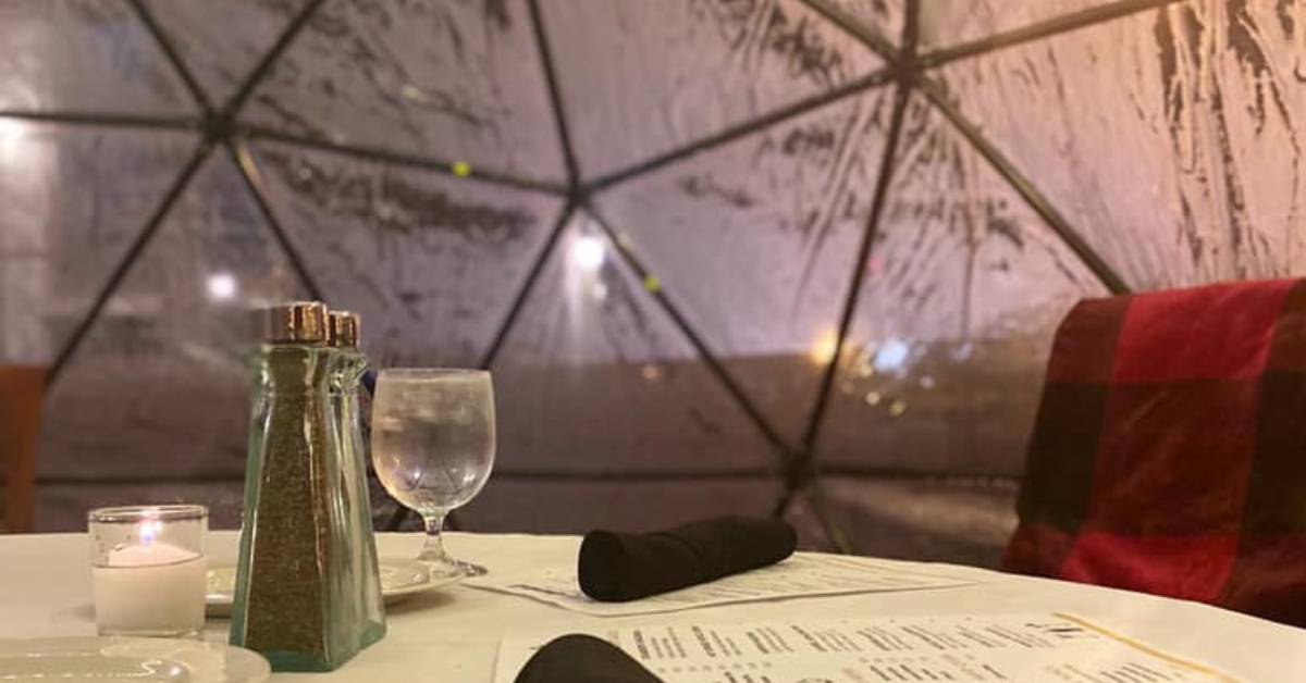 inside a dining igloo