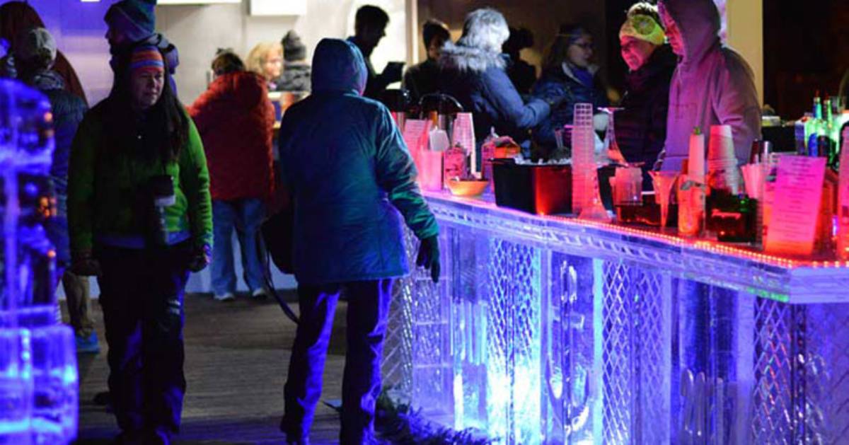 people at an ice bar