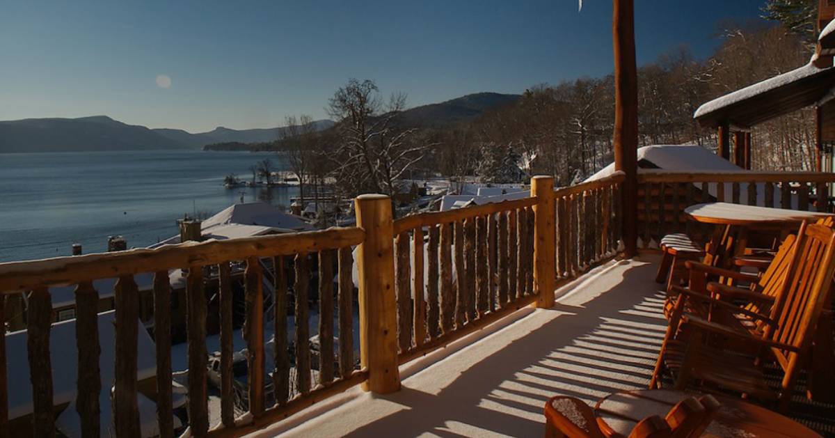 view from a cabin porch