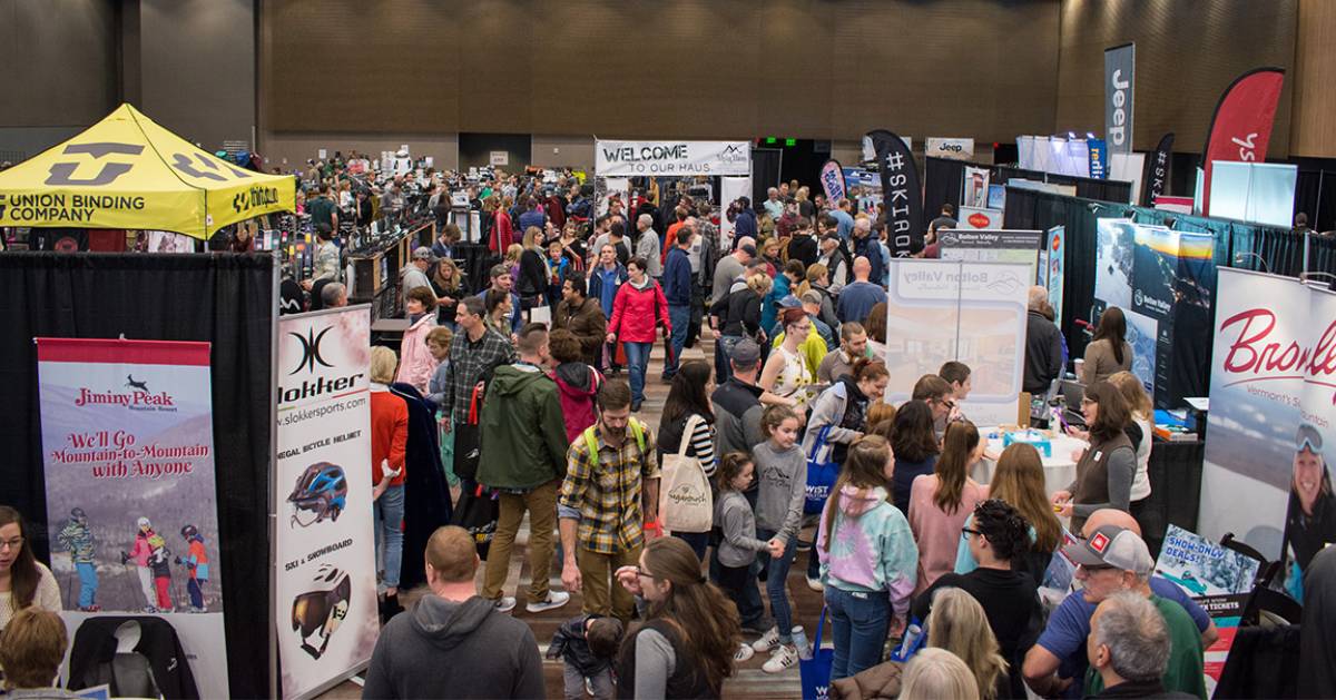 people at an indoor winter sports expo