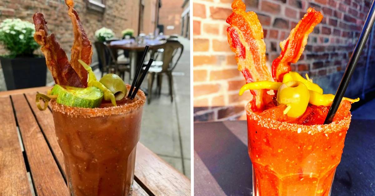 two side by side photos of bloody marys