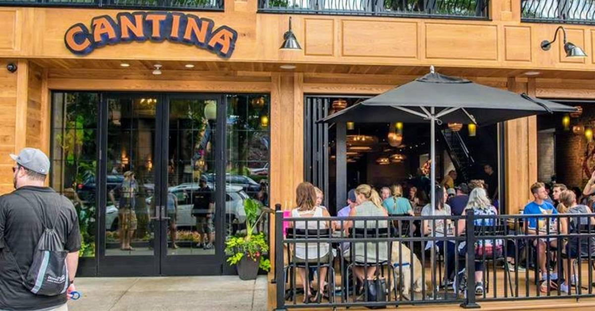 people dining on a patio