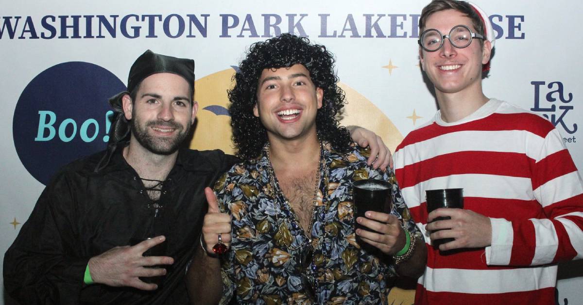 three men dressed up in halloween outfits