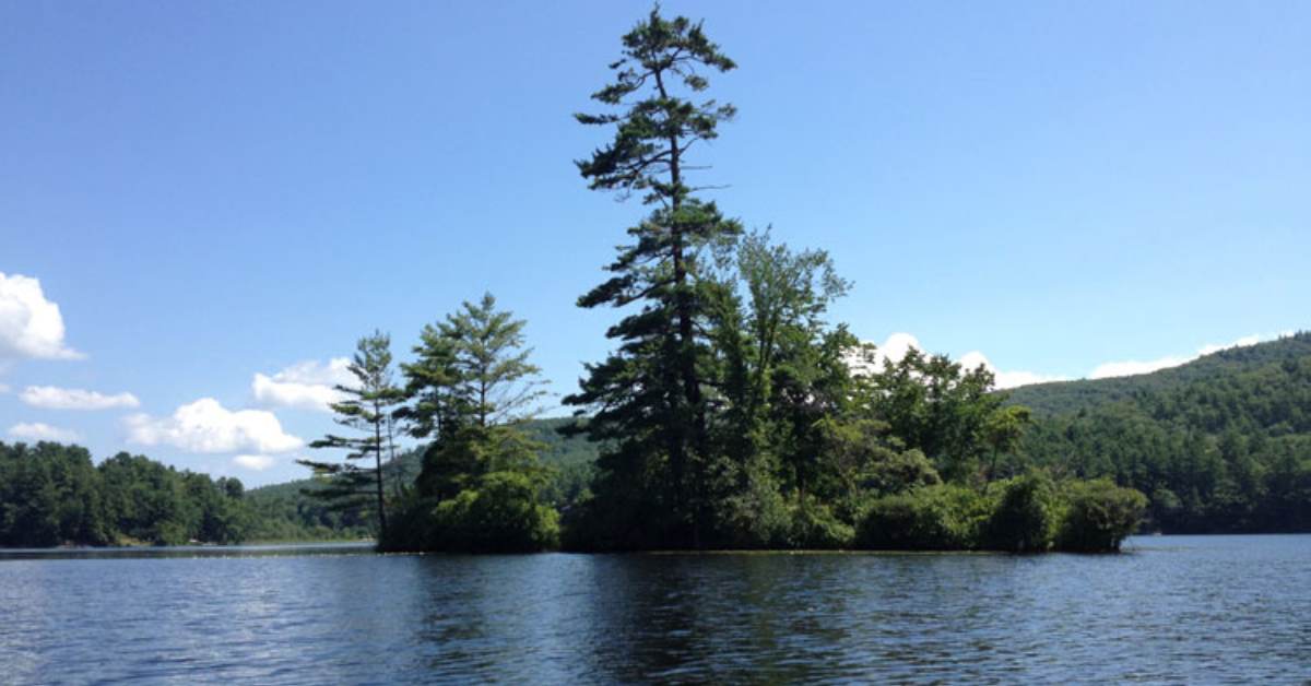 a small island on a lake