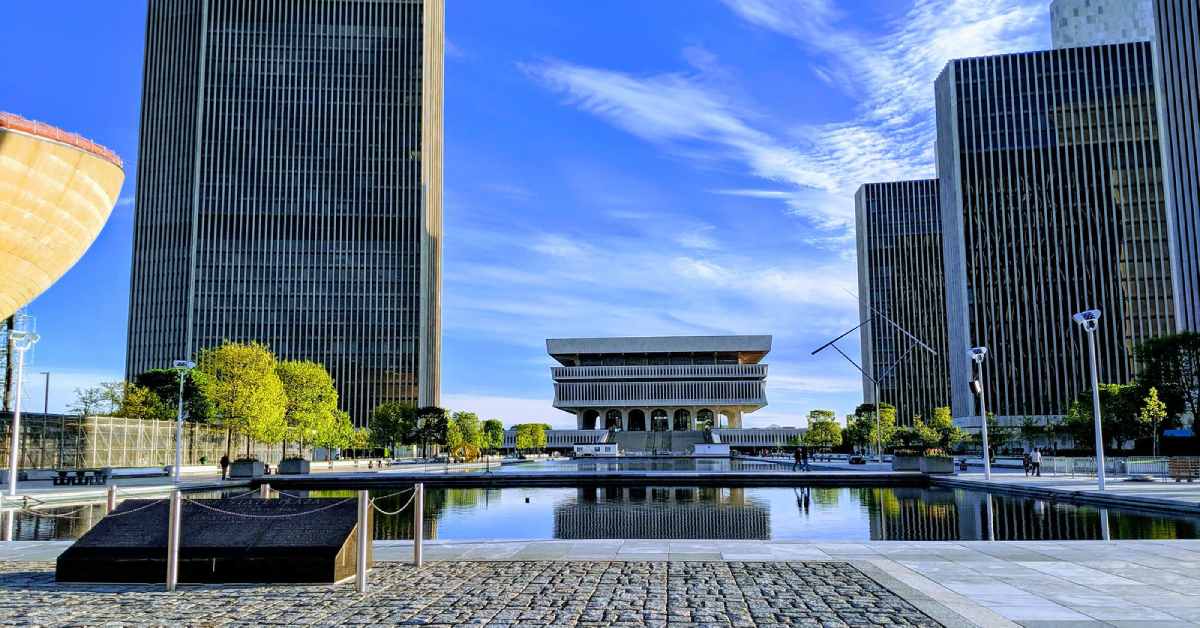view of the empire state plaza in albany